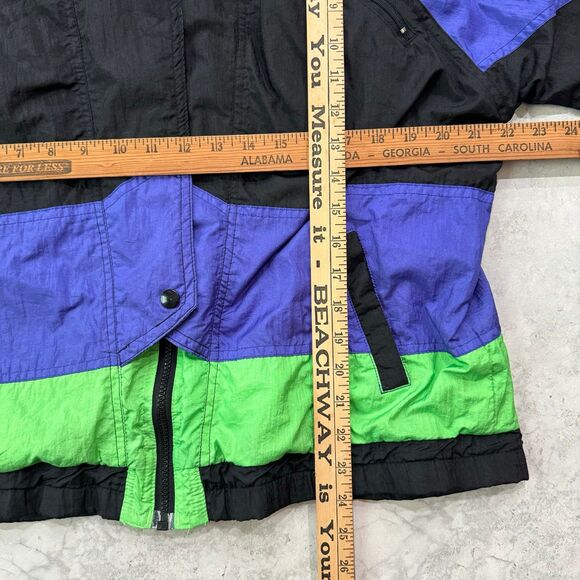Vintage 90s Colin Retro Ski Windbreaker Full Zip Jacket Womens Size M Green Blk - Picture 9 of 9